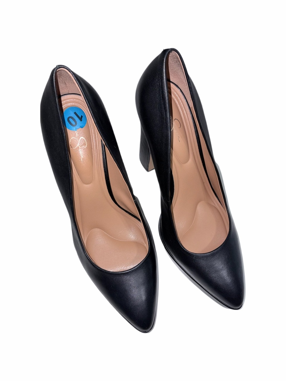Jessica Simpson Glynis Platform Pumps Black Leather Chunky Heel Size 10 - Picture 4 of 11